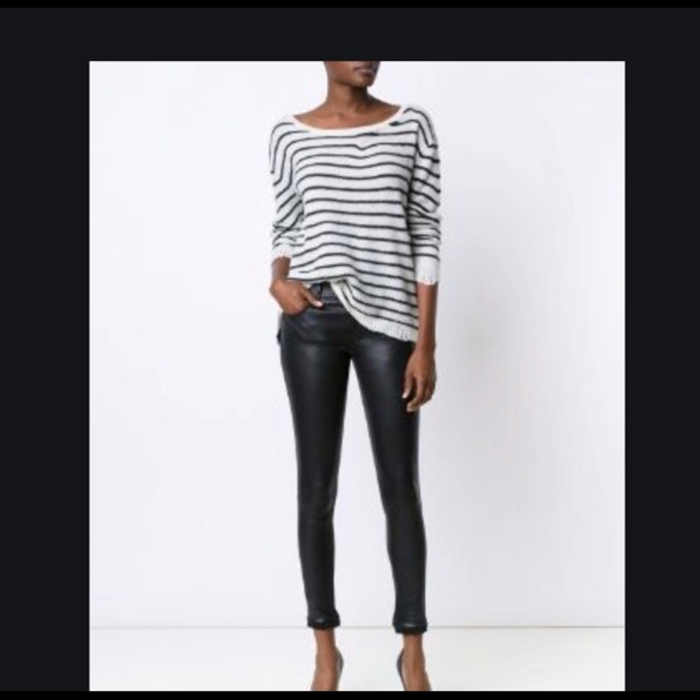 RtA Charlotte Striped Distressed Cashmere Jumper